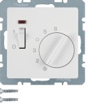 Berker 20306089 Temperaturregler mit Öffner Zentralstück Wippschalter und LED Q.1/Q.3/Q.7/Q.9 polarweiß samt 