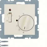 Berker 20308982 Temperaturregler mit Öffner Zentralstück Wippschalter und LED S.1/B.3/B.7 cremeweiß glänz 