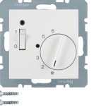 Berker 20308989 Temperaturregler mit Öffner Zentralstück Wippschalter und LED S.1/B.3/B.7 polarweiß glänzend 