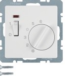 Berker 20316089 Temperaturregler 24V mit Öffner Zentralstück Wippschalter und LED Q.1/Q.3/Q.7/Q.9 polarweiß samt 