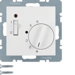 Berker 20318989 Temperaturregler 24V mit Öffner Zentralstück Wippschalter LED S.1/B.3/B.7 polarweiß glänz 