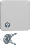 Berker 4212 Schuko-Steckdose mit Abdeckplatte Klappdeckel und Schloss wgUp IP44 grau glänzend 