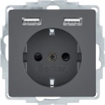 Berker 48036086 Schuko-Steckdose/USB A-A Q.1/Q.3/Q.7/Q.9 anthrazit samt lackiert 