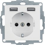 Berker 48036089 Schuko-Steckdose/USB A-A Q.1/Q.3/Q.7/Q.9 polarweiß samt 