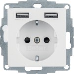 Berker 48038989 Schuko-Steckdose/USB A-A S.1 polarweiß glänzend 