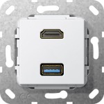 Gira 567803 Einsatz HDMI und USB 3.0 Typ A Kupplung Reinweiß glänzend 