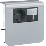 Hager SL20055926D1 Geräteträger Steckdose+PIR zu Sockelleistenkanal SL 20x55mm Dekor Aluminium 