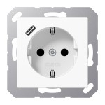 Jung A1520-18CWW SCHUKO Steckdose 16A 250V mit USB-Ladegerät 1xTyp C integrierter erhöhter Berührungsschutz SAFETY+ Serie AS/A alpinweiß 