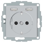 Merten MEG2366-0460 Schuko-Steckdose mit USB Ladegerät Aluminium System M 