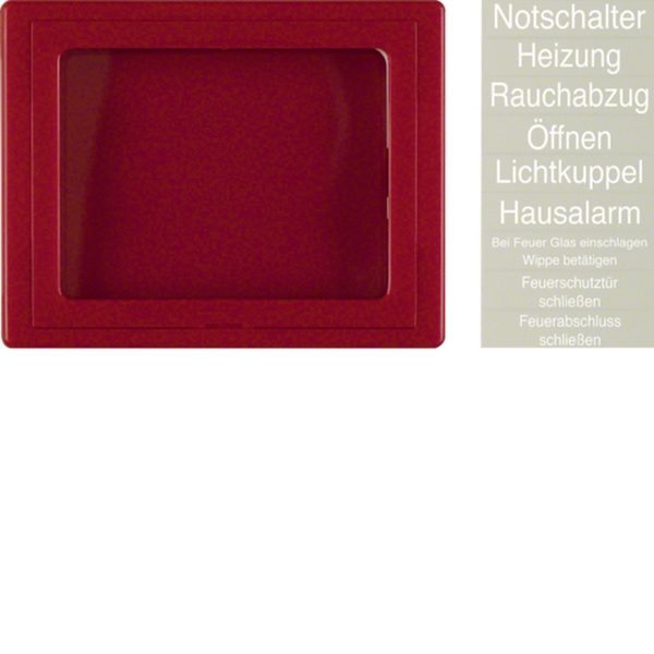 Berker 12970000 Zentralstück mit Glasscheibe Wippe und Klebe-Schriftfolien Arsys rot glänzend