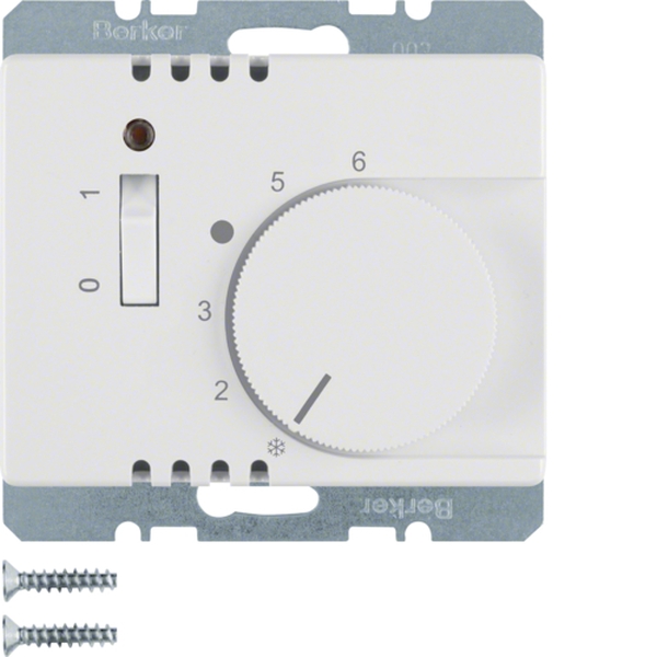 Berker 20310069 Temperaturregler 24V mit Öffner Zentralstück Wippschalter und LED Arsys polarweiß glänzend