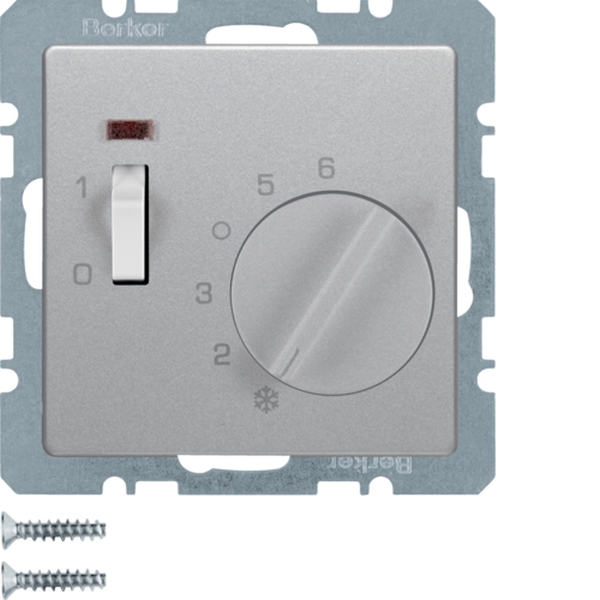 Berker 20316084 Temperaturregler 24V mit Öffner Zentralstück Wippschalter und LED Q.1/Q.3/Q.7/Q.9 alu samt lackiert