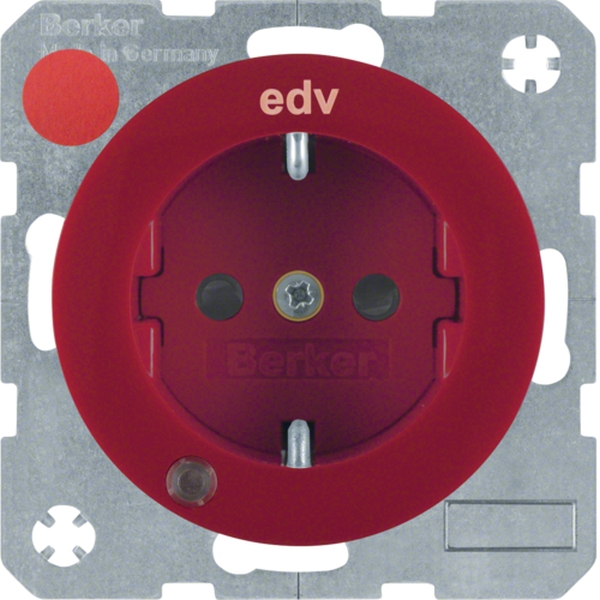 Berker 41102022 Schuko-Steckdose mit Kontroll-LED und erhöhter Berührungsschutz R.1/R.3 rot glänzend