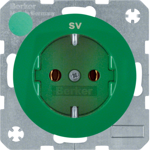 Berker 47432003 Schuko-Steckdose mit Aufdruck R.1/R.3 grün glänzend