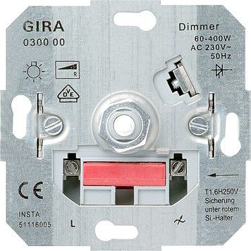 Gira 030000 LED-Dimmeinsatz mit Dreh-Ausschalter 20 - 200 W