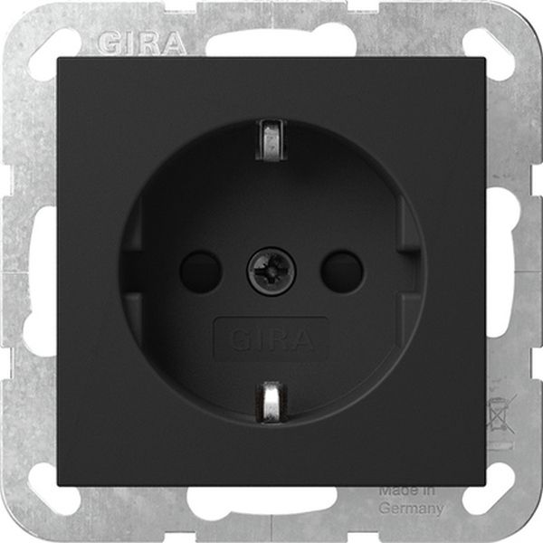 Gira 4755005 Schuko-Steckdose 16A 250V mit erhöhten Berührungsschutz (Shutter) ohne Befestigungskrallen System 55 Schwarz matt