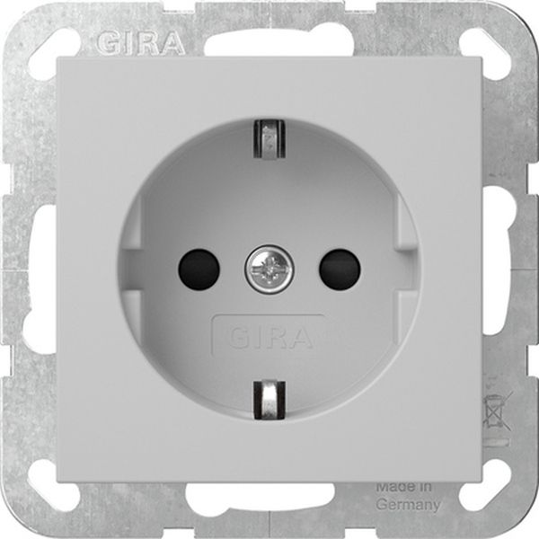 Gira 4755015 Schuko-Steckdose 16A 250V mit erhöhten Berührungsschutz (Shutter) ohne Befestigungskrallen System 55 Grau matt