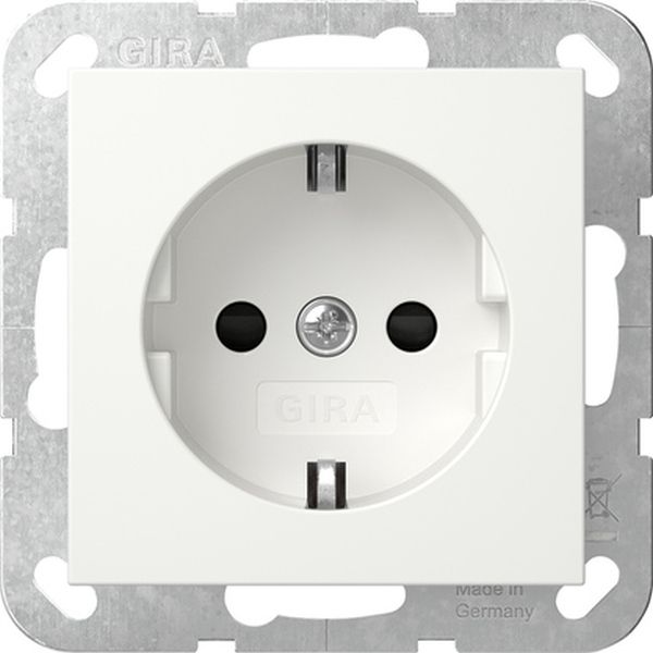 Gira 475527 Schuko-Steckdose 16A 250V mit erhöhten Berührungsschutz (Shutter) ohne Befestigungskrallen System 55 Reinweiß seidenmatt