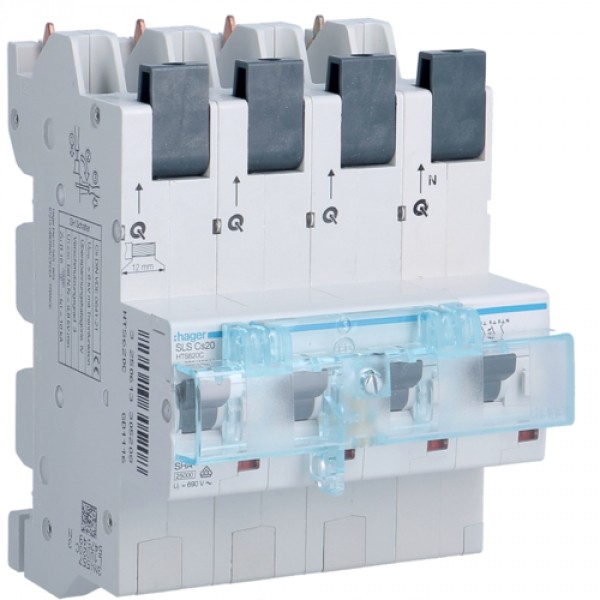 Hager HTS616C SLS Schalter 4-polig 3P+N Cs-Charakteristik 16A für Sammelschiene QuickConnect