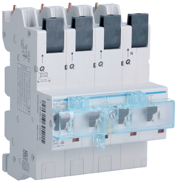 Hager HTS625C SLS Schalter 4-polig 3P+N Cs-Charakteristik 25A für Sammelschiene QuickConnect