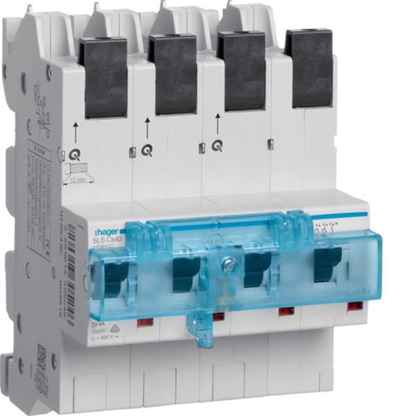 Hager HTS640C SLS Schalter 4-polig 3P+N Cs-Charakteristik 40A für Sammelschiene QuickConnect