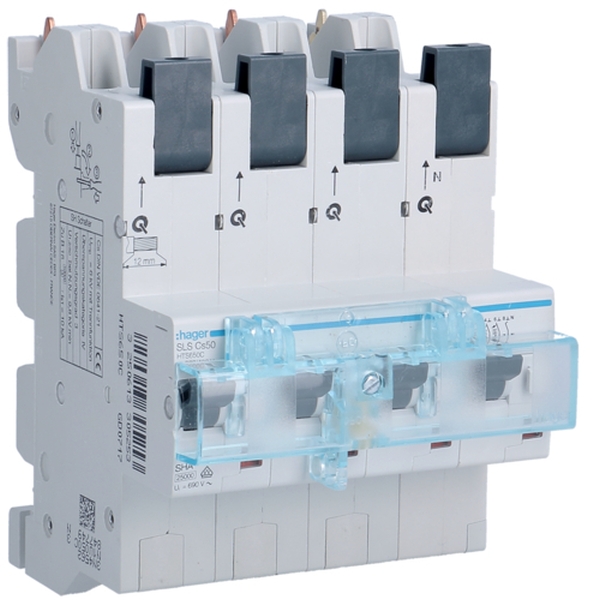 Hager HTS650C SLS Schalter 4-polig 3P+N Cs-Charakteristik 50A für Sammelschiene QuickConnect