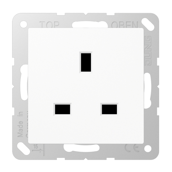 Jung A3521WW Steckdose 13A 250V Schraubklemmen BS 1363-1 4mm² ohne Krallen integrierter erhöhter Berührungsschutz SAFETY+ Duroplast Serie AS/A alpinw