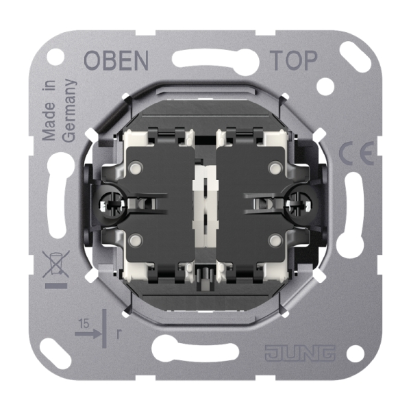 Jung K505KOEU5 Kipp-Kontrollschalter 10AX 250V Serien mit 2 roten LED-Lampen ohne Krallen