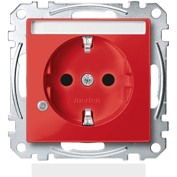 Merten MEG2303-0306 Schuko-Steckdose Sonderstromkreis Kontrolllicht Schriftfeld Berührungsschutz Steckklemmen rubinrot System M