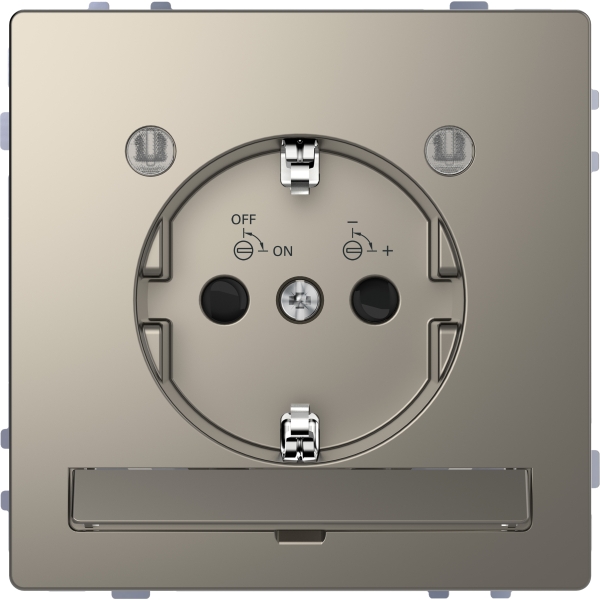 Merten MEG2304-6050 Schuko-Steckdose mit Lichtauslass LED-Beleuchtungs-Modul Berührungsschutz Steckklemmen Nickelmetallic System Design