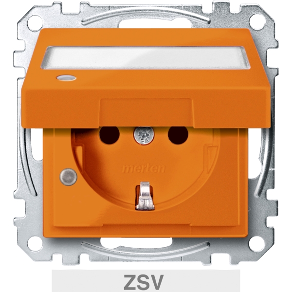 Merten MEG2313-0302 Schuko Sonderstromkreise mit Klappdeckel Kontrolllicht Schriftfeld Berührungsschutz Steckklemmen ZSV orange System M