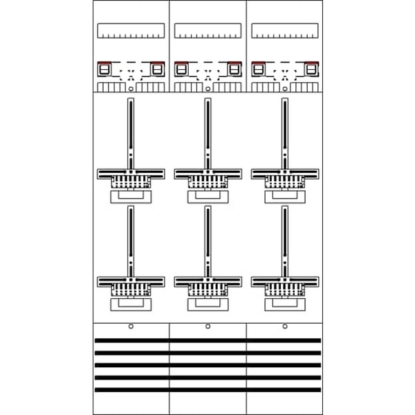 Striebel & John DF39Q6 Zählerfeld 9RE 6Z vorverdrahtet mit Zählerkreuz 2CPX054147R9999