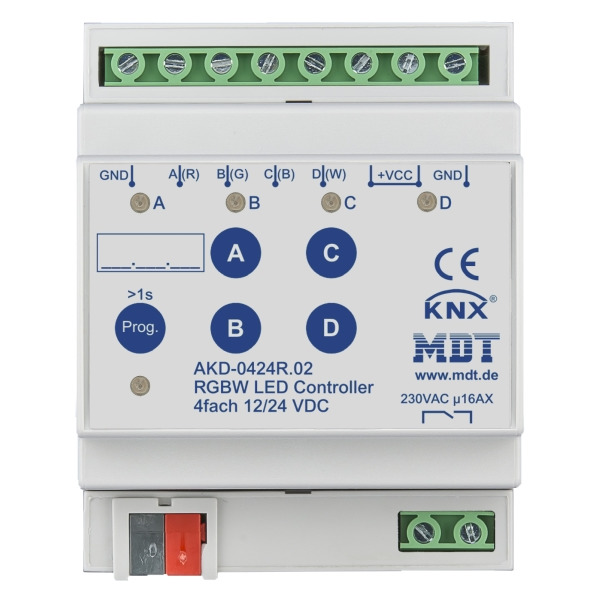 MDT AKD-0424R.02 KNX LED Controller 4-Kanal 4/8 A RGBW 4TE REG