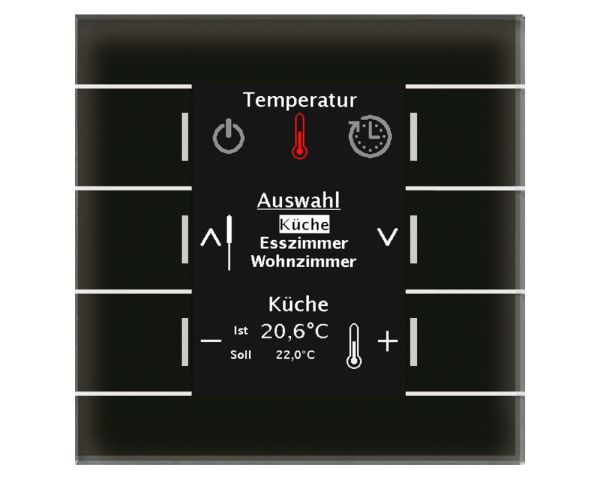 MDT BE-GBZS.01S KNX Glas Bedienzentrale Smart mit Farbdisplay, Schwarz