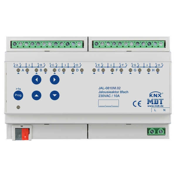 MDT JAL-0810M.02 KNX Jalousieaktor 8-fach mit Fahrzeitmessung 8TE REG 8 A 230 V AC