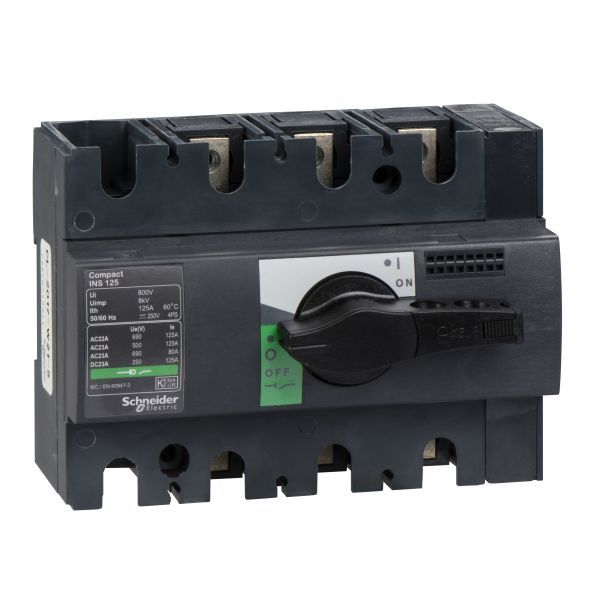 Schneider Electric 28910 Lasttrennsch. INS125,3P 125A/690V AC/250V DC,Drehantrieb schwarz