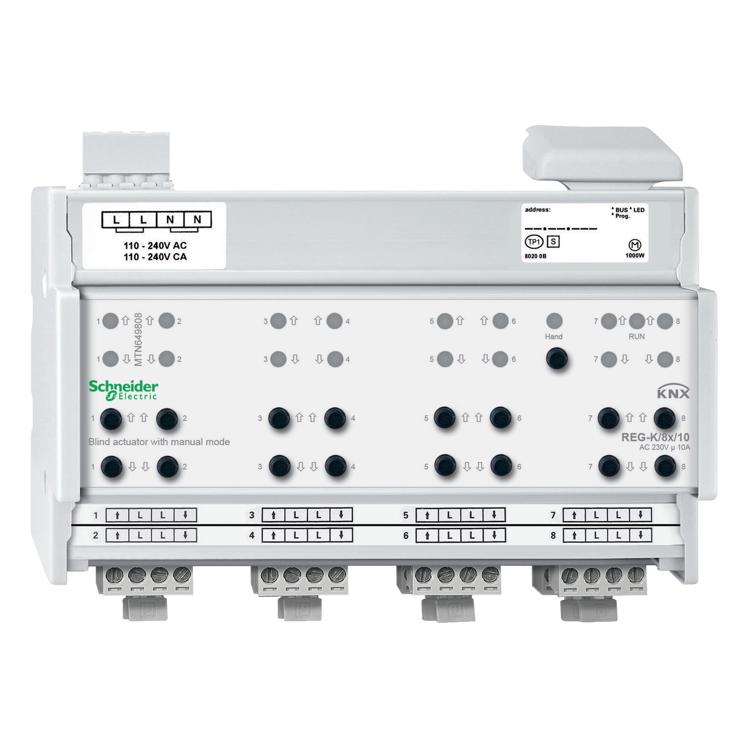 Schneider Electric MTN649808 Jalousieaktor REG-K/8x/10 mit Handbetätigung lichtgrau