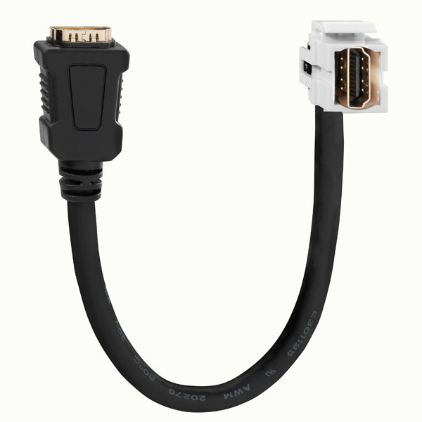 Rutenbeck 17010652 HDMI-Keystone (Buchse/Buchse) für Montageadapter KMK-MA Up und andere Keystone-Aufnahmen mit Kabelpeitsche 0,2 Meter reinweiß (ähnlich RAL 9010)