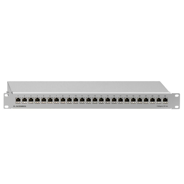 Rutenbeck 236101100 Cat. 6A iso-Patchpanel geschirmt 19 Zoll/1 HE mit 24 RJ45-Steckbuchsen Direktmontage lichtgrau (ähnlich RAL 7035)