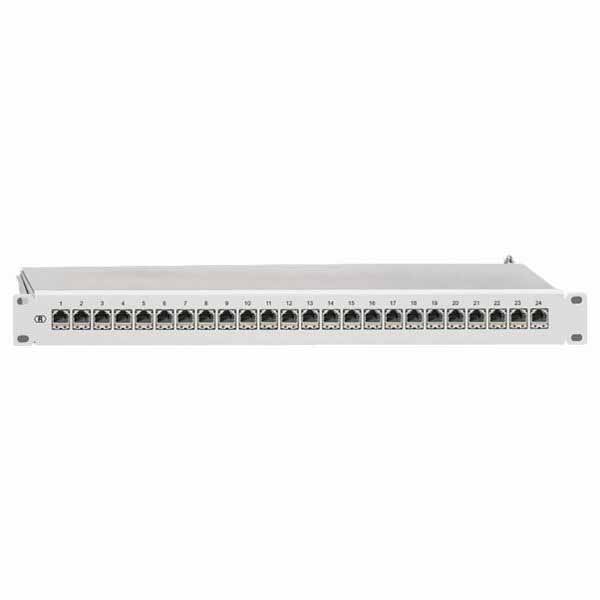 Rutenbeck 238101100 ClassEA iso-Patchpanel geschirmt 19 Zoll/1 HE mit 24 RJ45-Steckbuchsen Direktmontage lichtgrau (ähnlich RAL 7035)