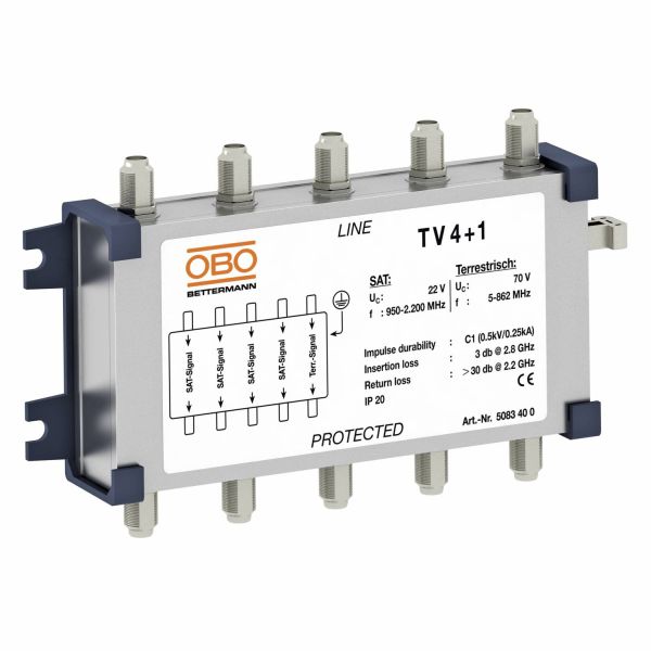 OBO Bettermann 5083400 Datenleitschutzgerät für Antennen TV 4+1