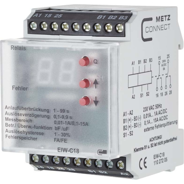 Metz Connect 110 272 05 Strommessrelais 0,01A-15A 2W,230V AC